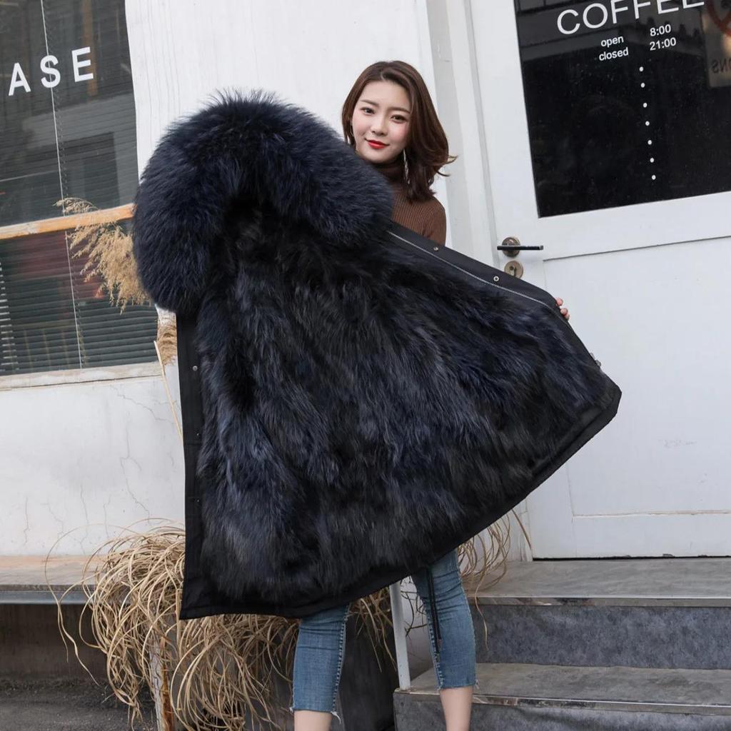 Pai Overcome Women's Fur One-piece Liner Detachable Winter Jacket Plus Velvet Thickening Anti-season Imitation Fur Coat