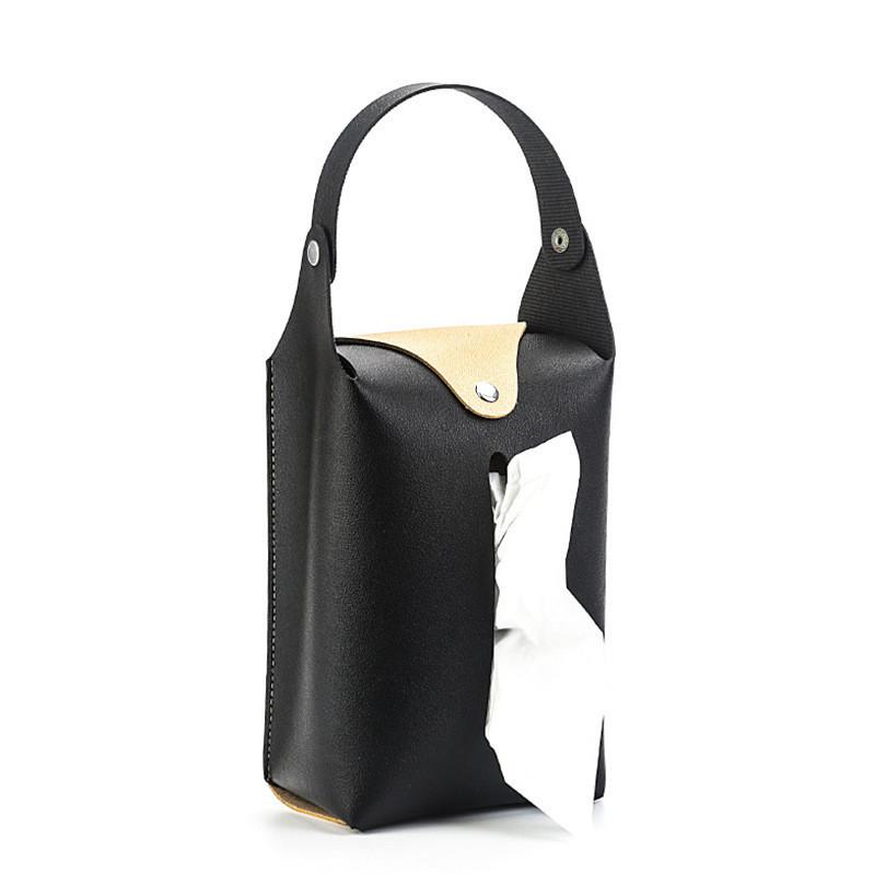 Customizable Leather Paper Towel Box For Car Living Room Bathroom Black Blue Pink Gray Beige