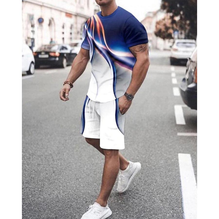 Mens Fashion Tracksuit Set Shorts Summer Men 2 Piece Outfit Suit Casual Short Sleeve Men Clothing Oversized Tshirt Jogging Set