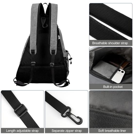 Pickleball Paddle Backpack Mesh Pocket Adjustable Strap Waterproof Oxford Cloth Outdoor Sports Badminton Table Tennis Racket Storage Bag