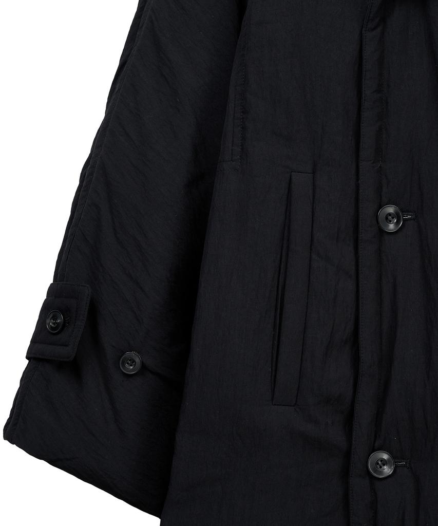 Noirer Padded Wrap Trench Coat (Black)