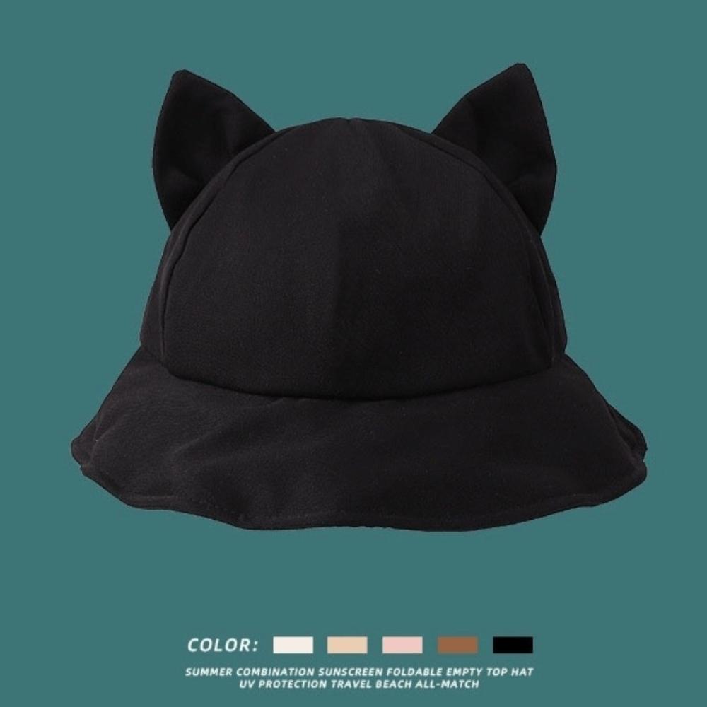 Anti-UV Cat's Ears Bucket Hat Sunscreen Sun Hat Fashion Wide Brim Hat Outdoor Activities