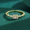 Classic 18K Gold  Baguette Small Diamonds Couple Ring For Women Gemstone Genuine Sterling Silver Bridal Gift Jewelry