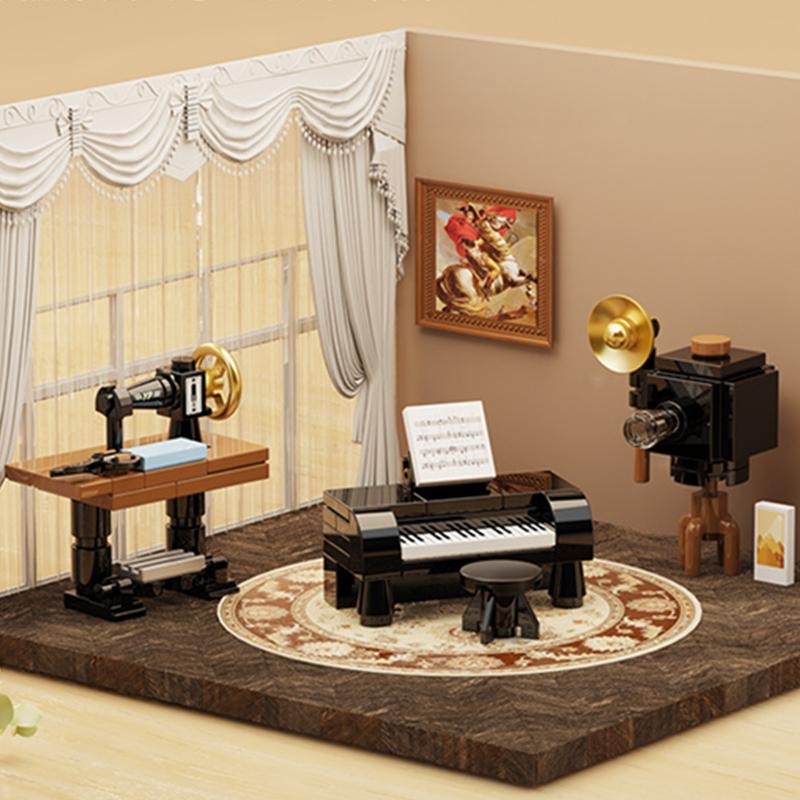Сделай сам Ванная Гостиная Кофемашина Пианино Беговая дорожка Аквариум Мебель Декор Конструктор Модель Кирпичики Наборы Комплекты Игрушки