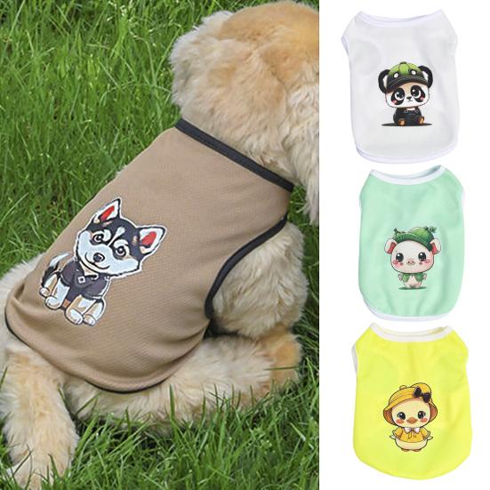 Dog Vest Round Neck Summer Breathable Pet T-shirt Cute Cartoon Animal Print Cat Pullover Pet Fashion Clothes