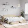 VidaXL Daybed with Trundle and Drawers Cream 90x200 Cm Fabric 3197228
