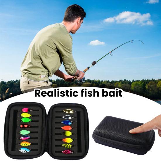 Набор блёсен для рыбалки с сумкой для хранения Компактный дизайн Портативный набор металлических ложек-спиннеров Пресноводные искусственные приманки Рыболовные снасти