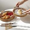 1Pcs Round Shape Storage Tray Fruit Vegetable Cake Wicker Plastic Rattan Threads Basket