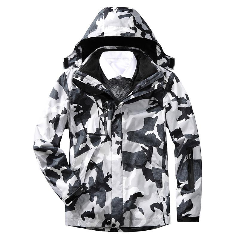 Mens Winter Jacket 3 In 1 Waterproof Warm Snow Fleece Lining Coat Hooded Windproof Jacket M-6XL