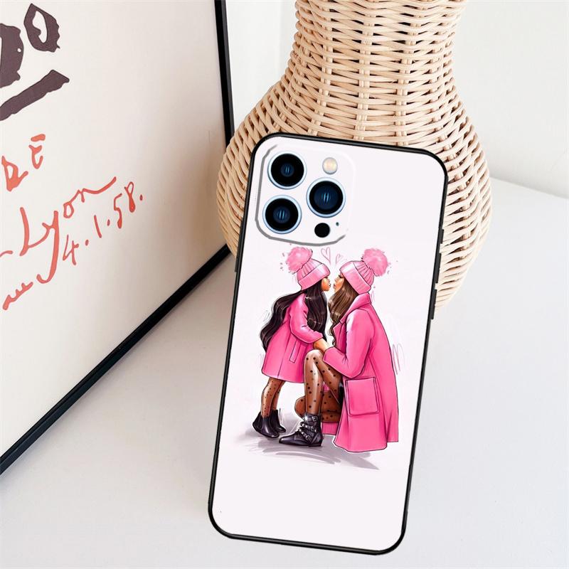 Мама и Дочь Девочка Сын Папа Чехол Для iPhone 11 12 13 14 16 15 Pro Max Mini X XS Max XR Plus Чехол Coque