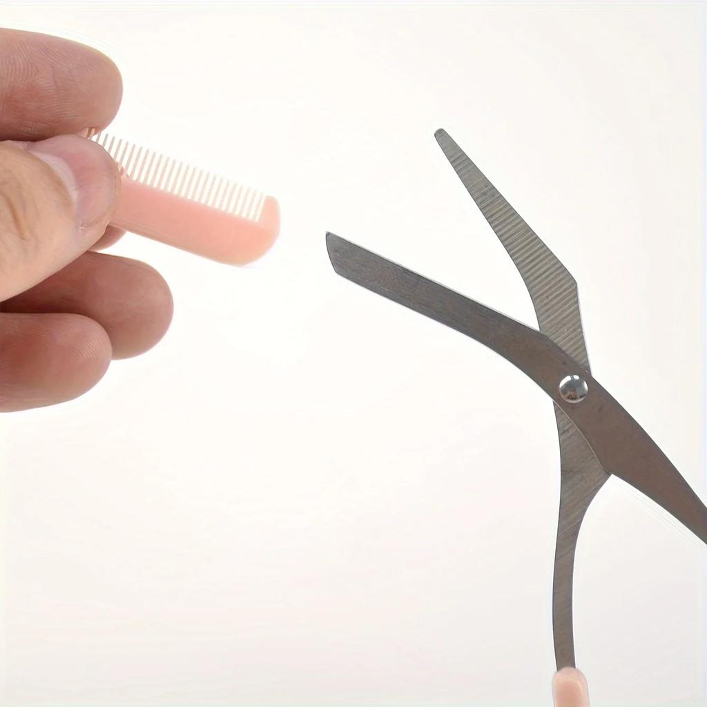 Pink Eyebrow Trimming Scissors with Built-in Comb Stainless Steel Precise Grooming Tool Creating Perfect Eyebrows
