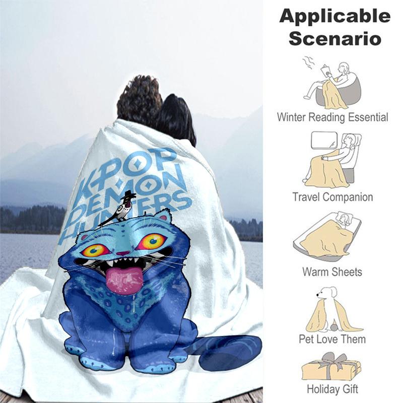 1pc Kpop Demon HuntersCartoon Blanket,Portable Throw for Travel , All-Season Cozy Blanket,Ideal Gift for Christmas, BirthdaysPB009
