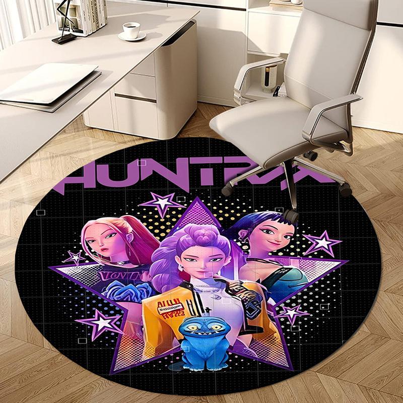 1 шт. HUNTRIX Киберпанк Мода Звезды Круглый ковер, Изготовлен из Полиэстера, Идеально подходит для Декорирования Офисных Кресел, Гостиных, Яркий Декоративный Ковер