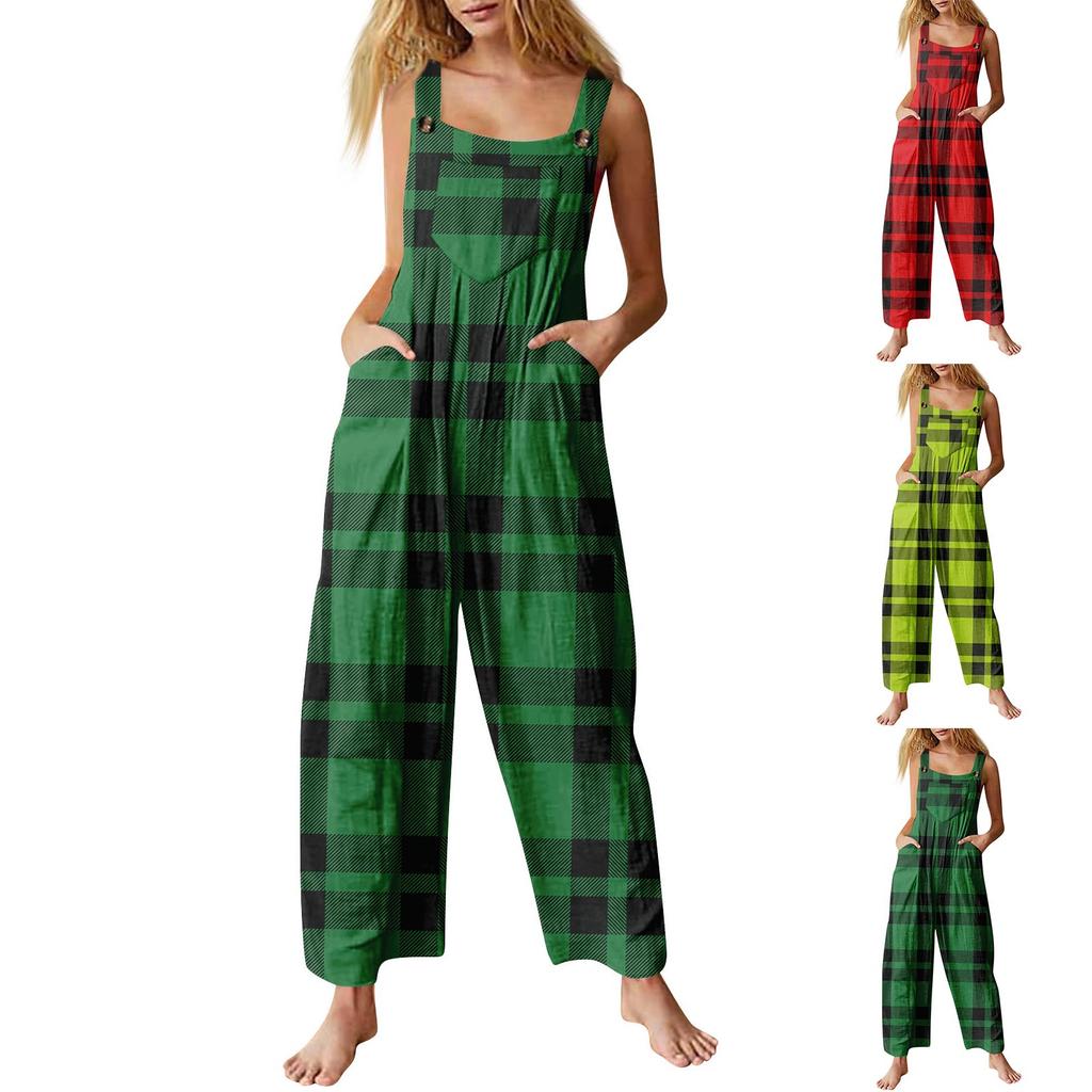 Women's Jumpsuit Halloween Print Casual Loose Vintage Shoulder Strap Cotton Linen