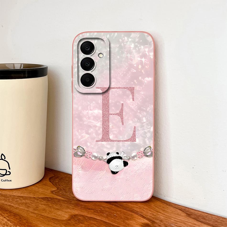 For Samsung Galaxy A17 A07 Case Cute Panda Letters Soft Liquid Silicone Phone Cover For SamsungA 17 A 07 Upgrade Bumper Funda