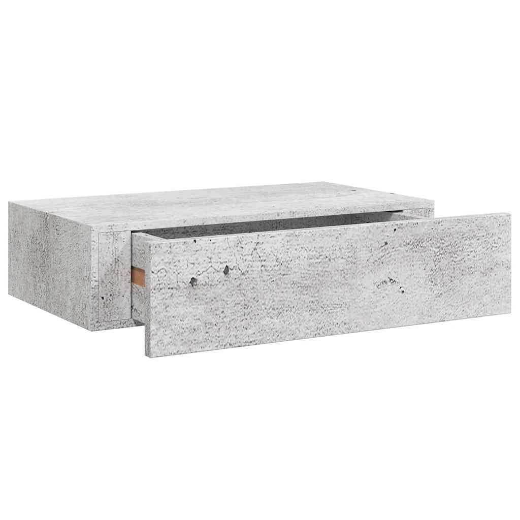 Vidaxl Półka Ścienna Z Szufladą, Szarość Betonu, 40X23,5X10 Cm, Mdf