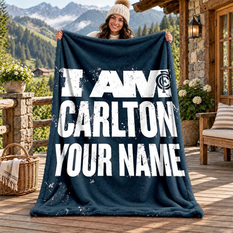 Carlton Custom Name Flannel Blanket Personalized Soft Warm Plush Throw Blanket Customized Gift for Family Friends