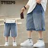 Мальчиковые брюки средней длины Летняя мужская летняя одежда Джинсовые брюки длиной три четверти Детские свободные шорты