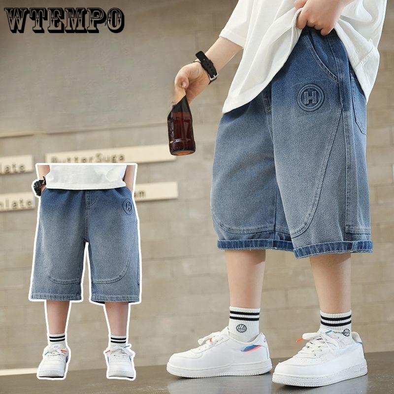 Мальчиковые брюки средней длины Летняя мужская летняя одежда Джинсовые брюки длиной три четверти Детские свободные шорты