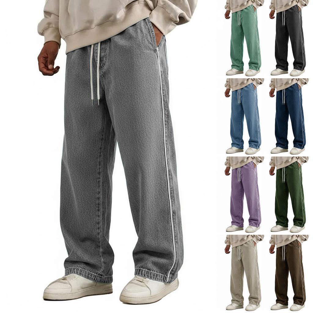 Классические мужские джинсы прямого кроя slim fit с эластичным поясом для пожилых мужчин