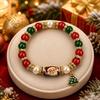 Santa Claus Beaded Bracelet Crystal Pearl Women Bangle Christmas Themed Christmas Bracelet  Girl