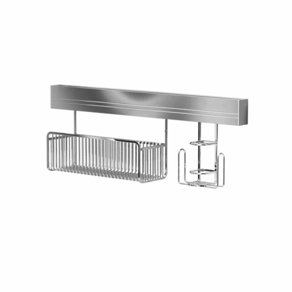 Stainless Steel Punch-free Wall Storage Rack Wall Mounted Toothbrush Holder Bathroom