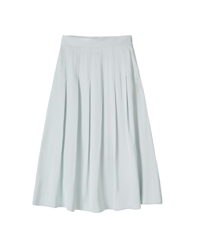 Salon De Yon Grace Satin Pleated Skirt_ Silver