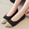 Женская обувь, новая весенняя однотонная вязаная обувь с острым носком, плоская подошва, повседневная дышащая женская обувь на плоском каблуке, трикотажная обувь с открытым носком