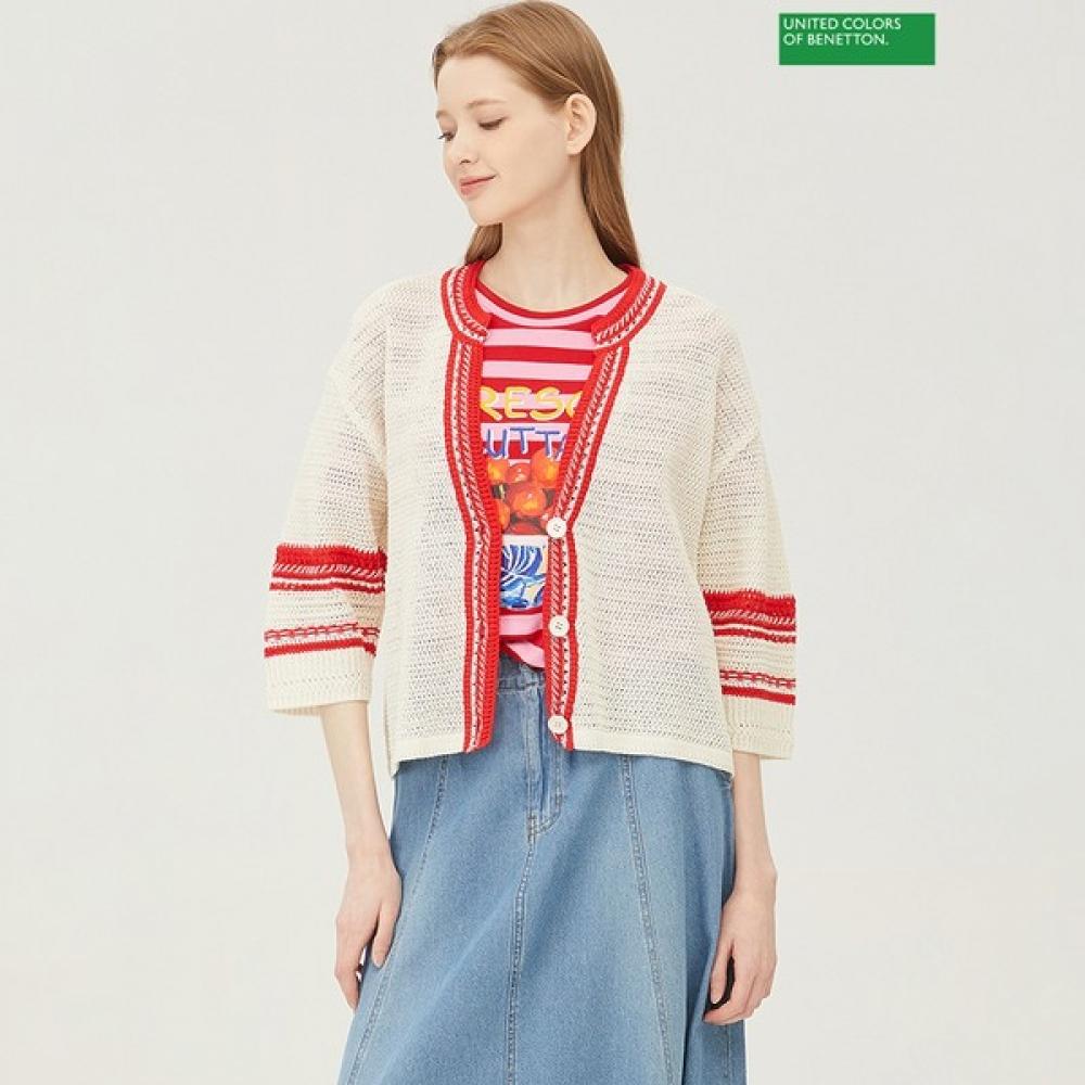 Benetton Кардиган Benetton Squash Sleeve Color Knit Cardigan Bakc50431
