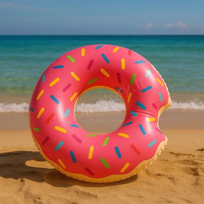Bouée Gonflable Géante Forme Donut 105 cm Mulitcolore pour Enfants et Adultes Piscine ou Plage