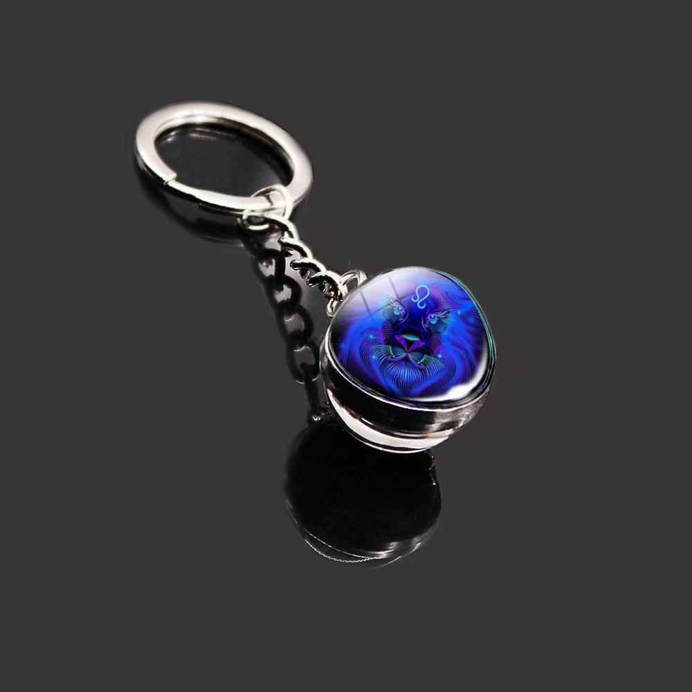 Spherical Luminous Crystal Zodiac Keychain - Virgo & Leo