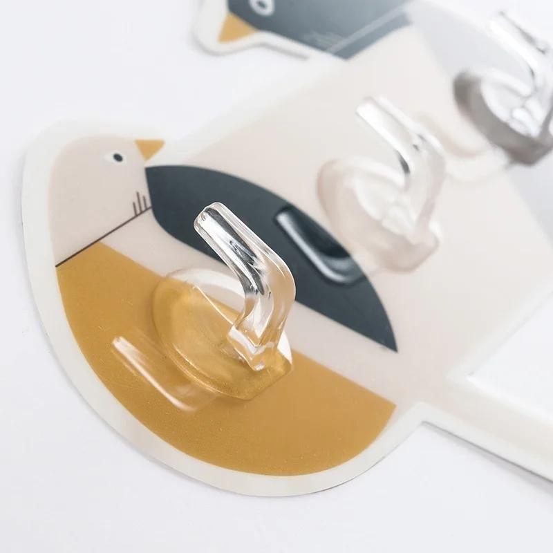 Креативный крючок в виде птицы Многофункциональный Сильный липкий присоска для двери Настенные крючки Домашний Сильный клей Без гвоздей Вешалка Для кухни Ванной