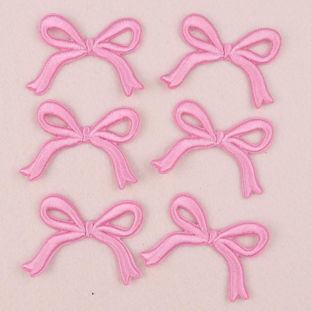 10 шт. Розовые нашивки с вышивкой в виде бантиков, пришивные нашивки для одежды, мультяшные милые розовые нашивки на одежду, детские наклейки, аппликация своими руками