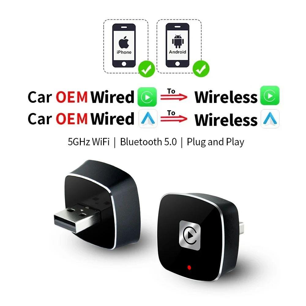 2025 НОВЫЙ 2 в 1 беспроводной Carplay AI Box Android Auto Plug And Play, применимый для преобразования оригинального автомобильного проводного Carplay в беспроводной