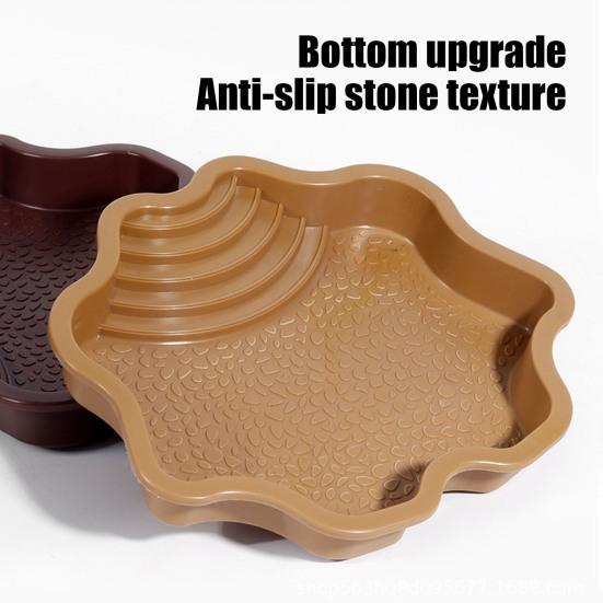 Reptile Bathing Pool Large Tortoise Feeding Dish Water Bowl with Ramp Aquarium Ornament for Lizard Gecko Snake Turtle Bearded Dragon