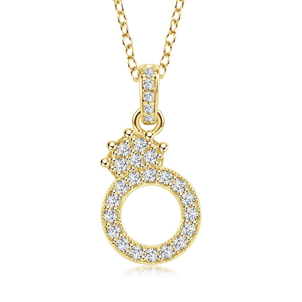 Gold-Plated Zircon Crown Letter Pendant Necklace - Women's Versatile Choker