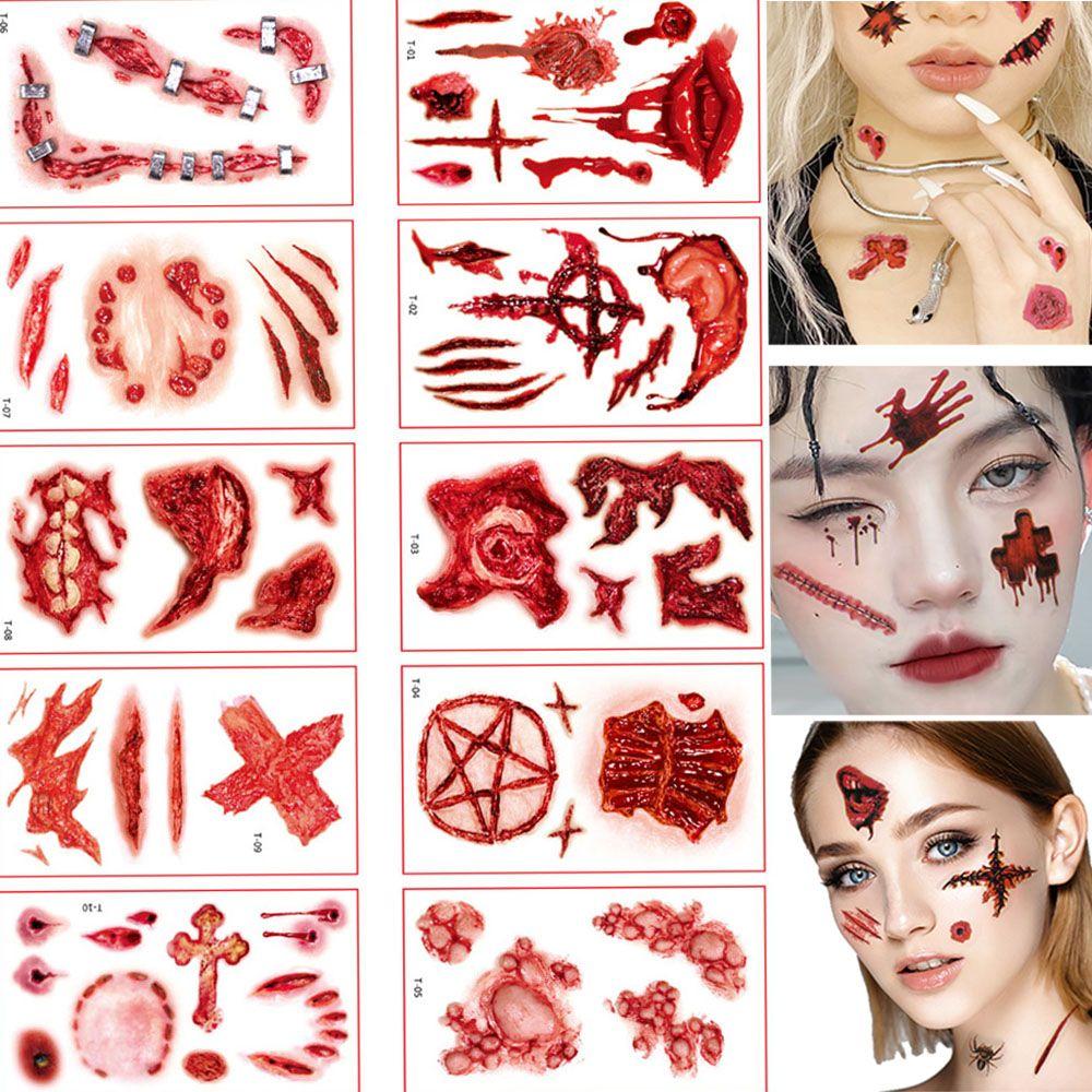 Temporary Bloody Wound Tattoos Scars Tattoos Wound Scratches Stickers Halloween Tattoo Stickers