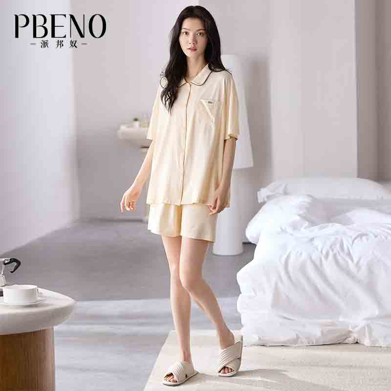 Paibangnu cardigan short sleeved simple and high-end new girls' home clothes fd