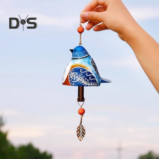 Bird Song Bell Hanging Decoration Spring Resin Bird Wind Chime Outdoor Garden Courtyard Colorful Bird Ornament Pendant Christmas Birthday Gift