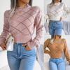 Women Winter Half Turtleneck Jumpers Long Sleeve Hollow Out Sweater Crop Top Knitted Pullovers