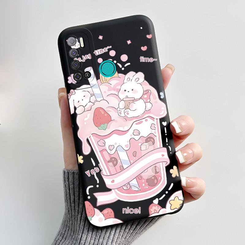 Для Tecno Pouvoir 4 Pouvoir 4 Pro LC7 LC8 Чехол Роскошный Милый Кролик с Сердечками Смешной Чехол для Телефона Черный Силиконовый Защитный Задний Чехол