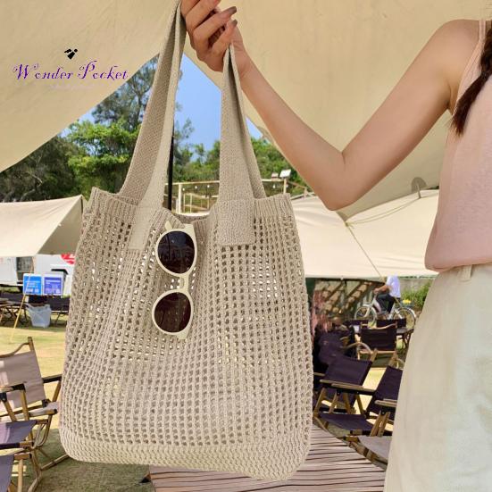 Большая пляжная сумка-тоут, вязаная сумка на плечо, пляжная сумка-тоут, вязаная крючком, большая вместимость, эластичная однотонная сумка, отличная несущая способность, сексуальная одежда для взрослых