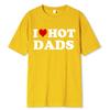 Смешные футболки с красными сердечками I Love Hot Dads, графическая уличная одежда с коротким рукавом и круглым вырезом, футболка Harajuku, мужская/женская одежда