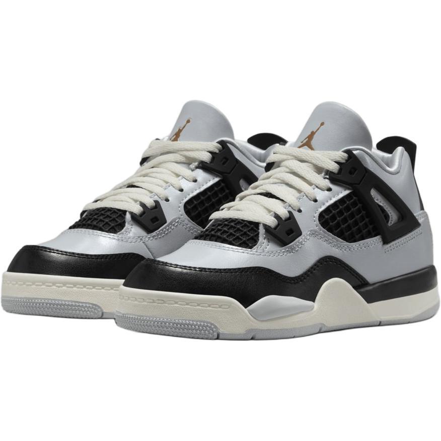 Air Jordan 4 Retro PreSchool 'Platinum Gold' (Unisex) Pure Platinum / Metallic Gold / Black / Sail Kids' Basketball Shoes FZ8586 070