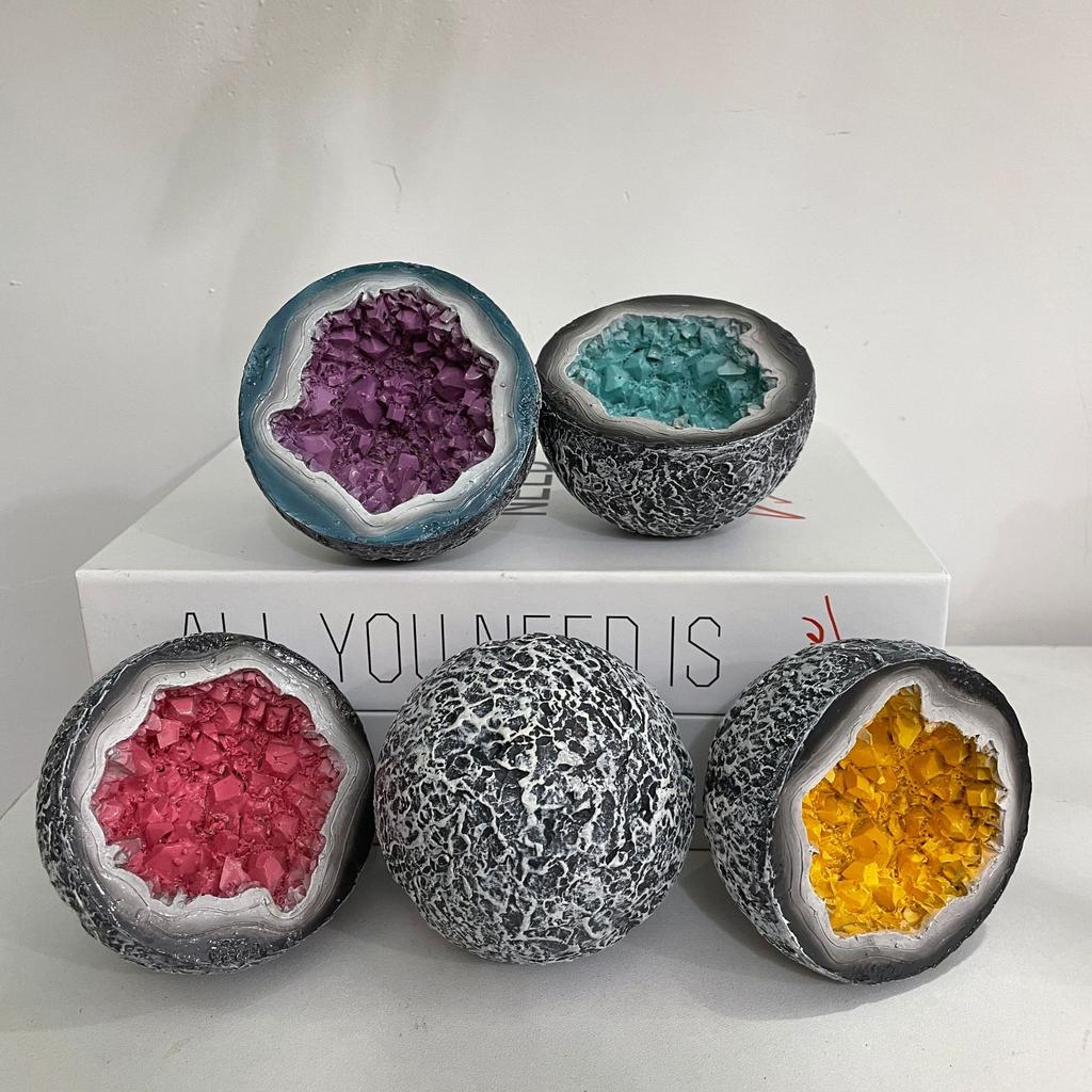 Креативная забавная свеча из хрустальной жеоды, свеча с энергией кристалла намерения/исцеления, свеча из аметиста и розового кварца, украшение в виде чаши для свечей