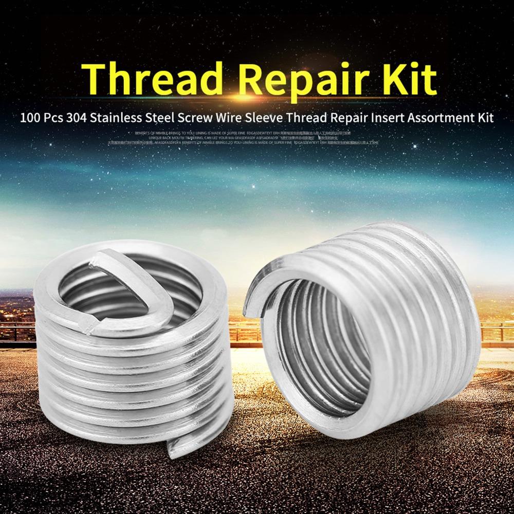 100pcs Metric Thread Helicoil Kit Precision Fit Wire Thread Sleeve Stripped Thread Fixing