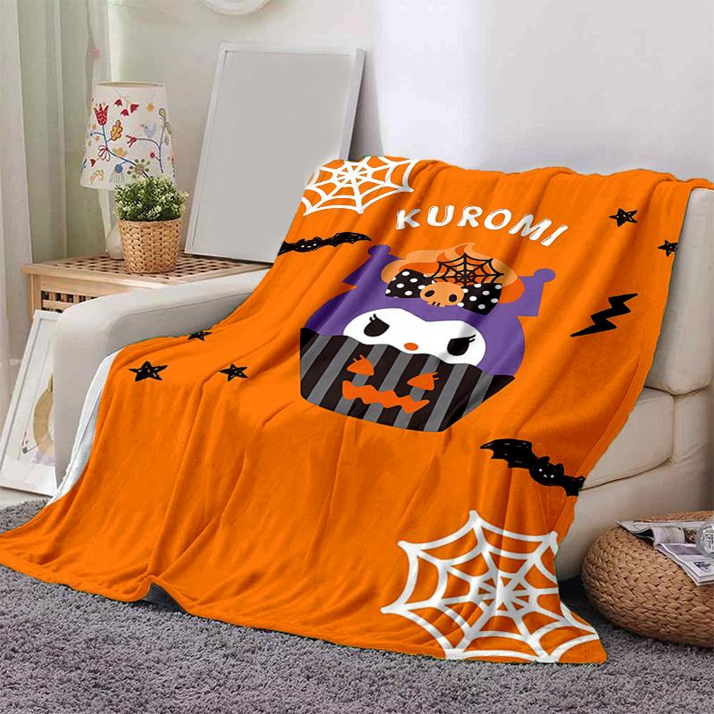1pc Halloween Kuromi Cartoon Blanket, Seasonal Home Decor Gift for Fans, Soft Throw Blanket for Couch, Living Room, Travel, Camping, Car Blankets, Bea