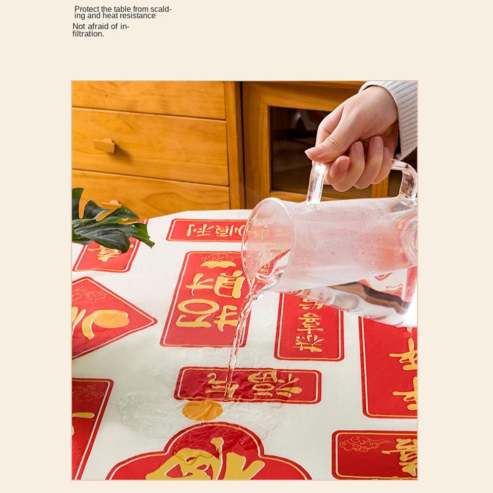 Thickened Chinese New Year Table Cloth PEVA Red Festive Table Cloth  New Year Party Supplies