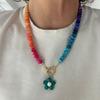 Charms Jewelry Flower Necklace Colorful Beads Pendant Necklace Creative Floral Chain Choker  Summer