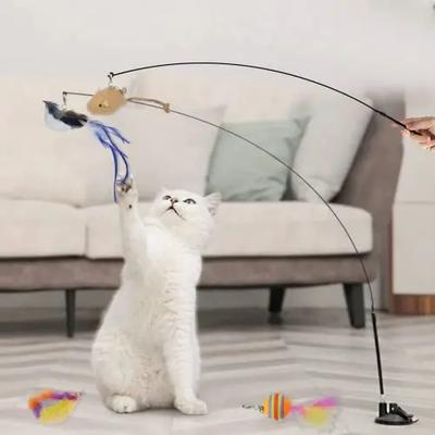 Смешная игрушка-палочка для кошки, интерактивная игрушка-дразнилка для котят с присоской, товары для домашних животных для кошек